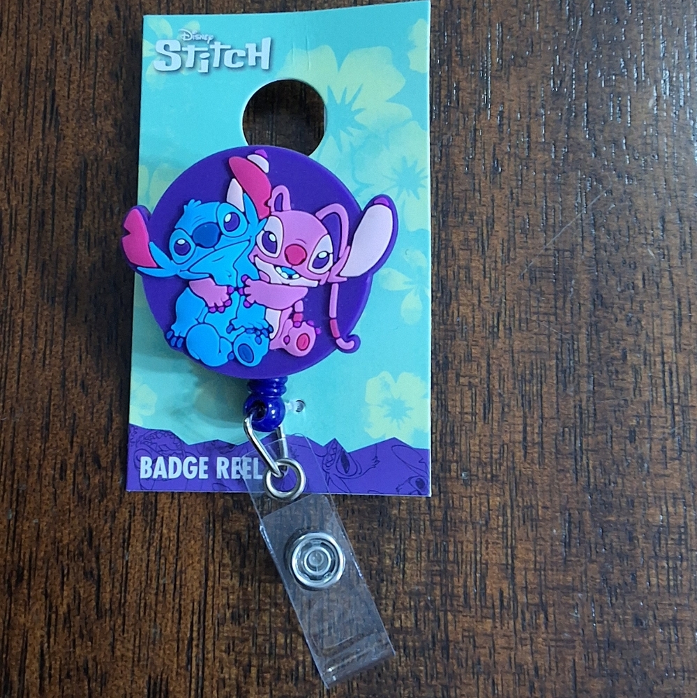 Disney Stitch & Angel 22" Retractable Badge Reel, NEW